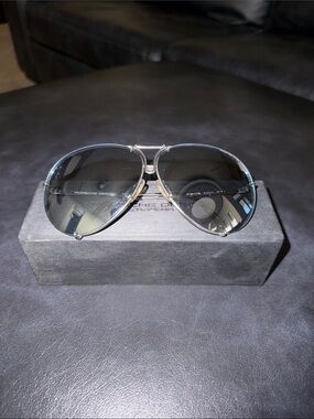 Porsche Design Aviator Sunglasses in Silver with Gray Lenses